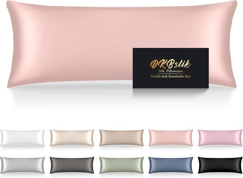 Mulberry Silk Body Pillow Case - Smooth, Cooling & Anti-Acne | 20x54 Inches, Coral Color