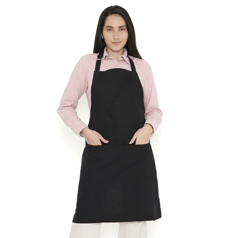 Encasa XO Adjustable Kitchen Cotton Apron With Pockets & Towel Holder Of Size 27x33 in (Full Black) for Men & Women Chefs For Cooking & Baking in Home, Restaurants & Barbeque