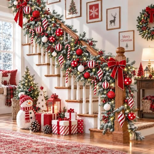 Red White Candy Cane Christmas Ornaments Set - 42 pcs in festive decor