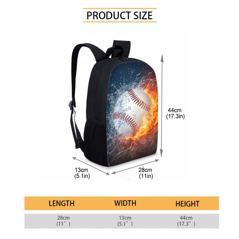 Suobstales Baseball Flame School Backpack for Kids Boys Gifts School Bag Set with Lunch Box Pencil Case,Cool Bookbag Teen Student Back Packs Satchel Travel Daypack Bagpack