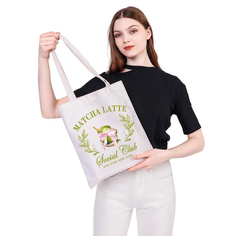 MEIKIUP Matcha Latte Lover Gift New York Matcha Latte Lover Reusable Grocery Bags Matcha Barista Gift for Matcha Drink Lover (Matcha Latte tb)