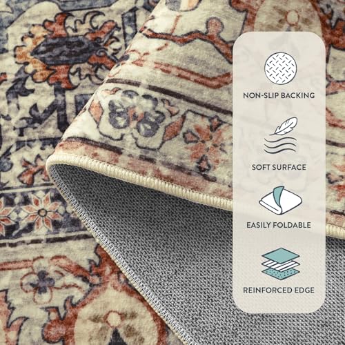 Oriental Hallway Runner Rug, 2.5x8 Machine Washable Non-Slip Floor Carpet
