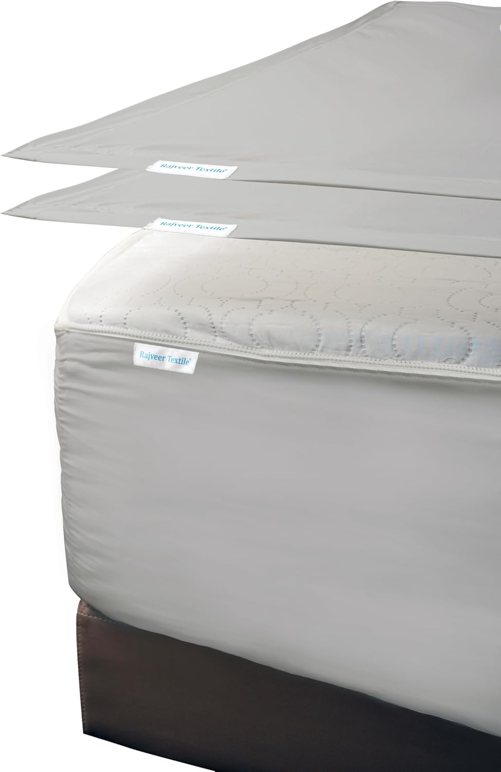 Zip On Fitted Sheet - Soft 600 TC Cotton | Easy Change Queen Size - 18” Deep Pocket - Light Grey