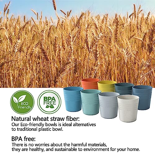 8 oz Wheat Straw Drinking Cups - Set of 8 Unbreakable Reusable Water Tumblers