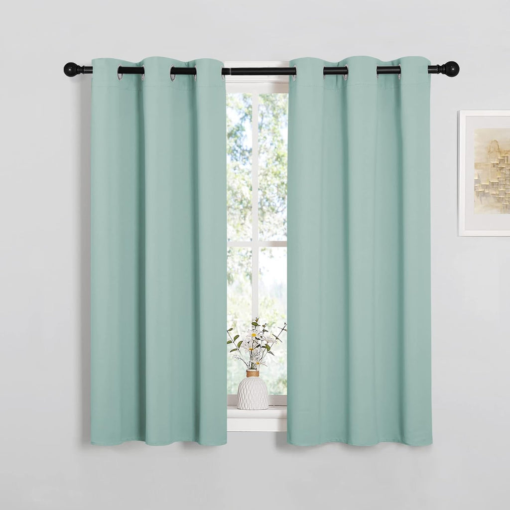 NICETOWN Aqua Blue Thermal Insulated Blackout Curtains - Room Darkening Drapes, Set of 2 (34x45 inches)