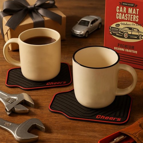 Triple Gifffted Silicone Drink Coasters, Funny Gag Novelty Car Enthusiasts Lovers Gifts for Men Him Ideas,Mechanic Guy Man Cave Garage,Brother,Son,Dad,Birthday Christmas Stocking Stuffer,Dirty Santa