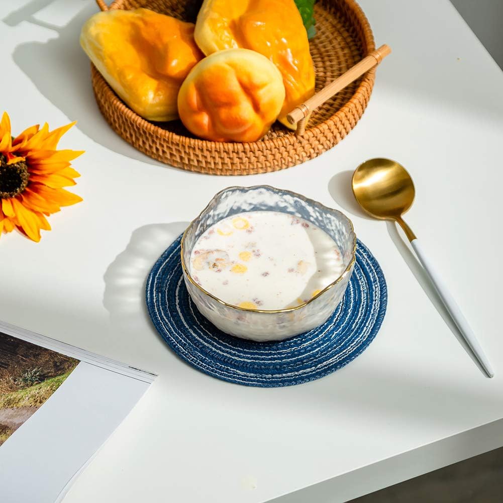 Glasseam Glass Salad Bowls: Clear Serving Bowls Set of 3 Blown Decorative Bowl for Home Decor Modern Cute Mixing Bowls Stacking Fruit Punch Bowl Decor for Kitchen Party Candy Snack Prep Dessert