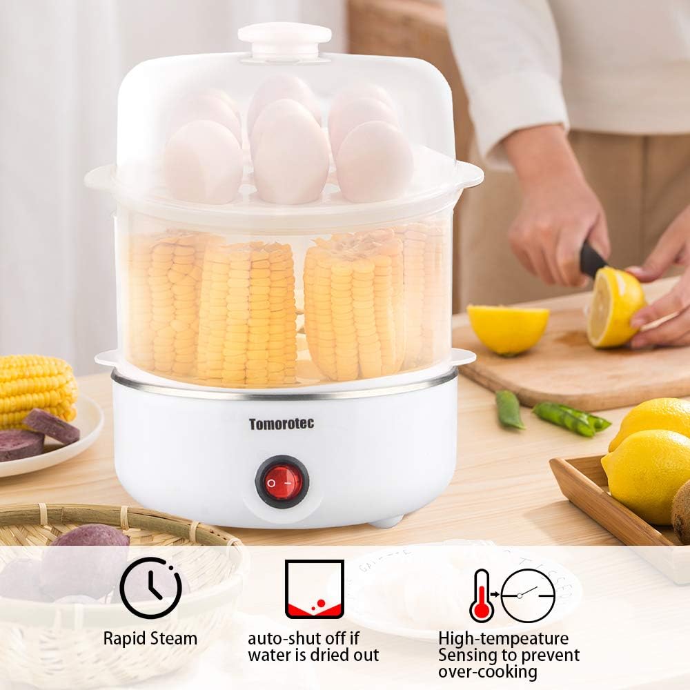 Tomorotec Electric Egg Cooker - 14 Egg Capacity | Rapid Auto Off for Hard Boiled, Poached Eggs & More