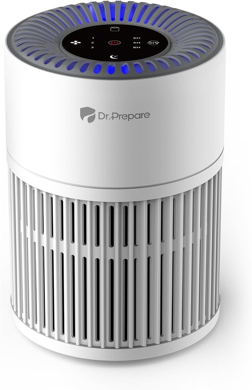Dr. Prepare Air Purifier - H13 HEPA Filter, 15 dB Sleep Mode, 360° Air Inlet | Covers Up to 1075 ft²