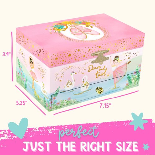 Giggle & Honey Musical Ballerina Jewelry Box for Girls - Kids Dancing Ballerina Music Box with Mirror, Ballet Gifts for Little Girls, Jewelry Boxes, Childrens Birthday Gift, Ages 3-10