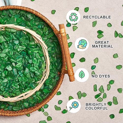 Green Sea Glass Stones for Crafts - 1 lb Small Pebbles for Aquariums & Vases