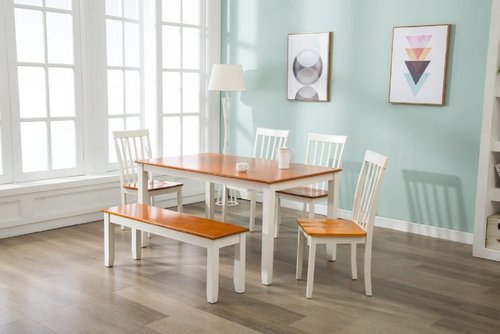 Boraam Bloomington Bench, Cream/Honey Oak