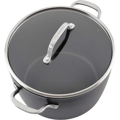 KitchenAid Hard Anodized Induction Nonstick Stock Pot/Stockpot with Lid, 8 Quart, Matte Black