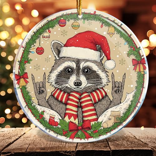 ROCI Racoon Rock 3 Acrylic Animal Wildlife Hanging Christmas Ornament