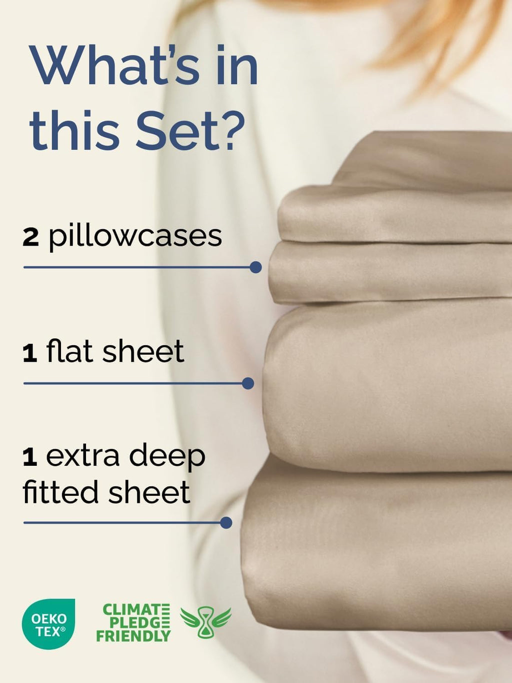 Skiennix Extra Deep Twin Sheet Set - 4-Piece Breathable Cooling Bedding - Soft, Wrinkle-Free Cream