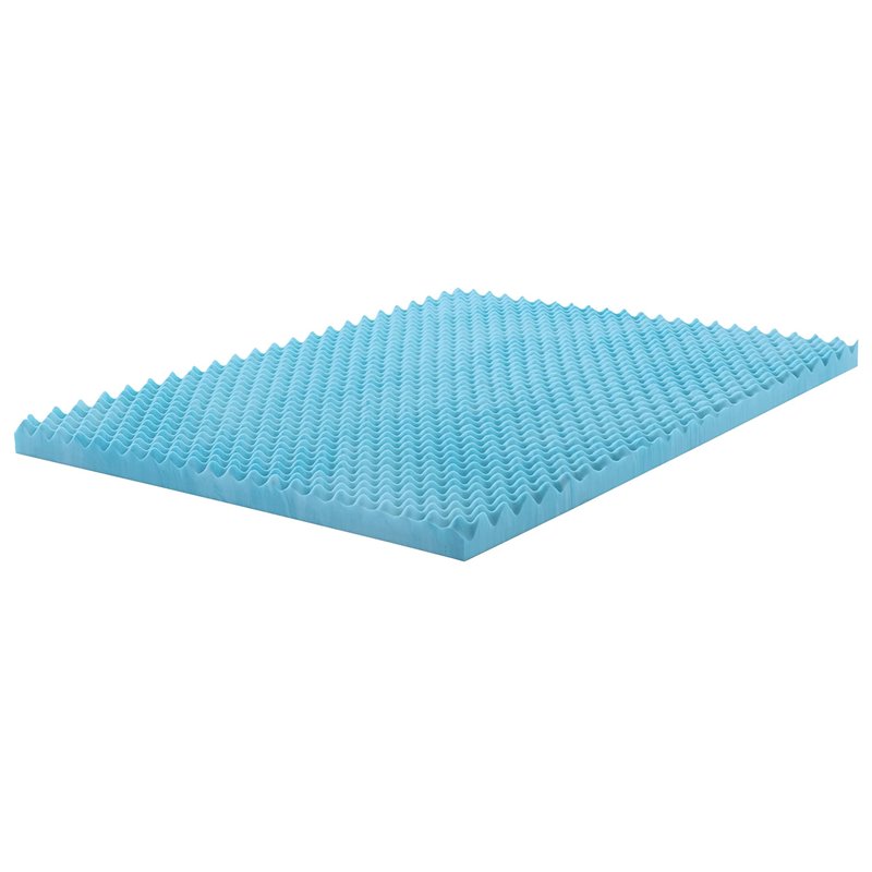 Zayton, 2-Inch Premium Convoluted Gel Memory Foam Toppers for Enhanced Comfort and Support, Twin, Blue
