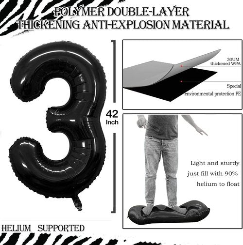 GOER Jumbo 42-Inch Number 13 Balloons - Sweet 13 Birthday Party Decorations | Black Foil Helium Balloons