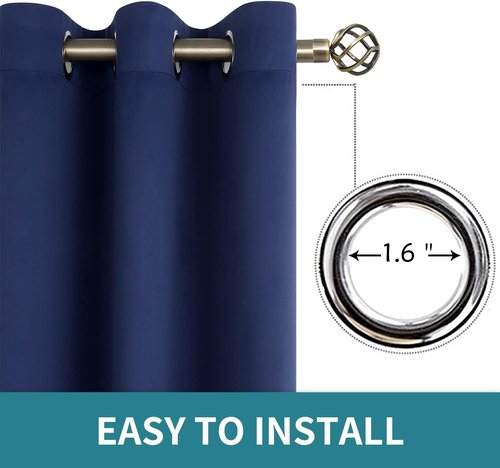 BGment Blackout Curtains - Navy Blue Thermal Insulated Drapes for Kids' Room | Set of 2 Panels, 42 x 63 Inch