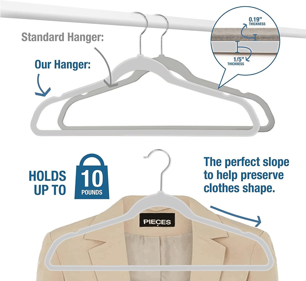 Ultra-Thin Plastic Clothes Hangers by [Brand Name] - Space-Saving Non-Slip Design | 50 Pack, 17.7 Inch, Grey