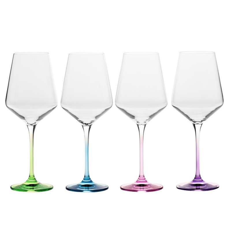 Krosno White Wine Glasses 4, Set of 4 Color Stemmed Glasses, Wedding Gift, Party Crystal Glass, Lead-Free, Durable, Scratch Resistant, Gift Idea, Made in Europe