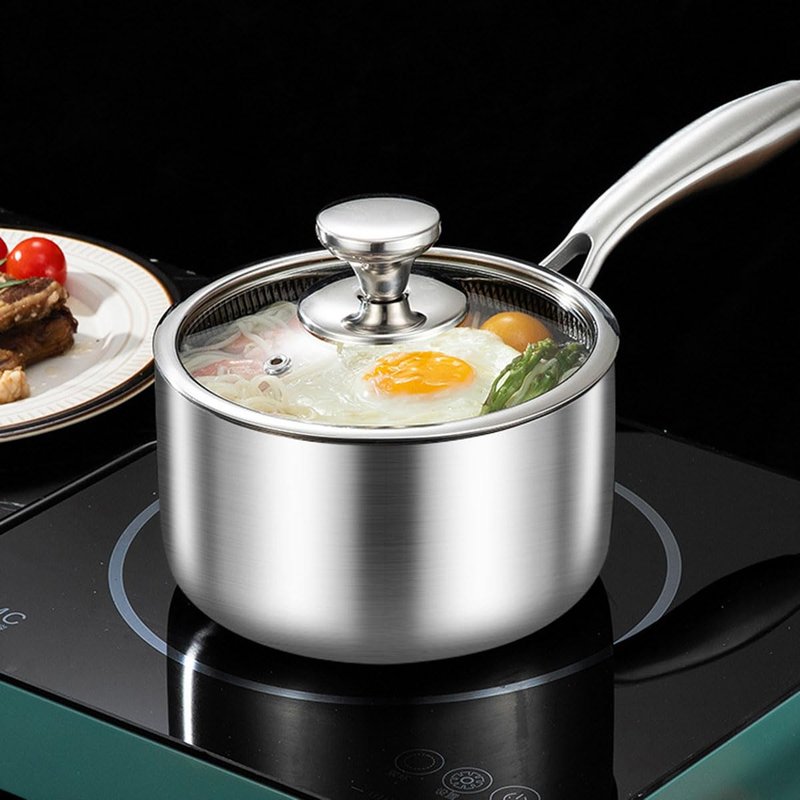 Steamer for Cooking, 1.5 Quart Saucepan with Steamer Basket, 18/8 Tri-ply Construction Stainless Steel Steamer Pot, Sauce pan with Lid 2-tier for Cooking Vegetables, Seafood, Soups, Stews and Pasta