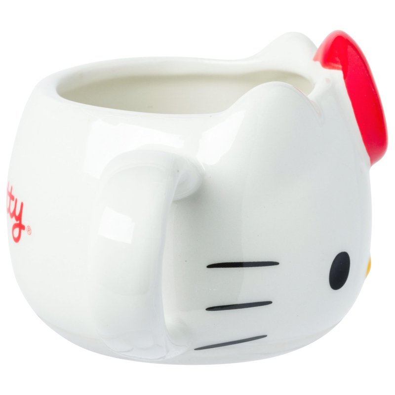 Silver Buffalo Sanrio Hello Kitty Different Color Bows 4 Pack 3D Sculpted Ceramic Mini Mug Set, Perfect as a Sugar, Cream, or Milk Set