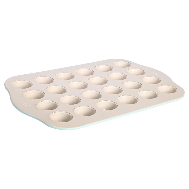 Tasty Clean Ceramic 24-Cup Mini Muffin Pan, Durable Aluminized Steel for Professional Results, Clean Ceramic Nonstick Coating, Oven Safe to 425°F, Dishwasher Safe, Aqua