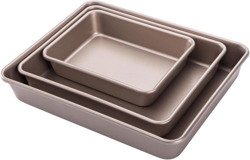Dicunoy Nonstick Deep Baking Pans Set - Heavy Duty Carbon Steel Bakeware | 8, 11, & 12 Inch Sizes