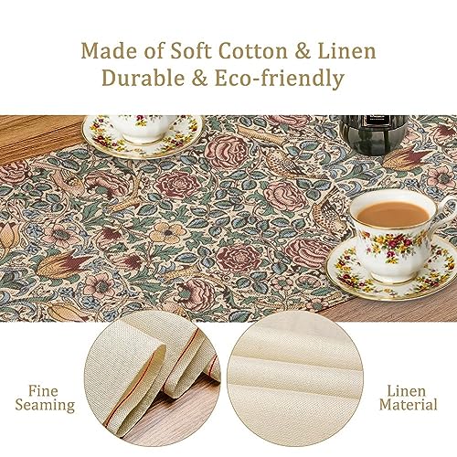 William Morris Table Runner 13x90in (Variation W13"x L90"), JanJCurt Original Design Rustic Ethnic Print