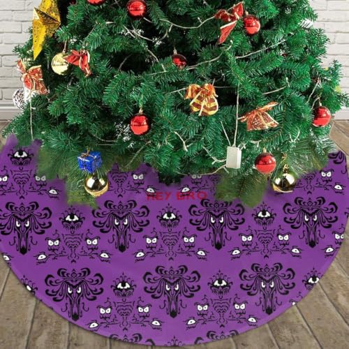 Purple 30" Halloween Haunted Mansion Christmas Tree Skirt - Pirateduck