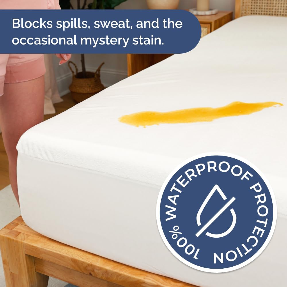 Queen Mattress Protector by [Brand Name] - Waterproof Bed Cover with 16" Deep Pockets | Soft, Breathable & Noiseless