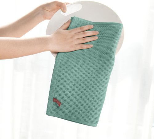 Artoid Mode Kitchen Dish Cloths - 100% Cotton Ultra Soft & Absorbent | Light Green, 12x12 Inch, Set of 6