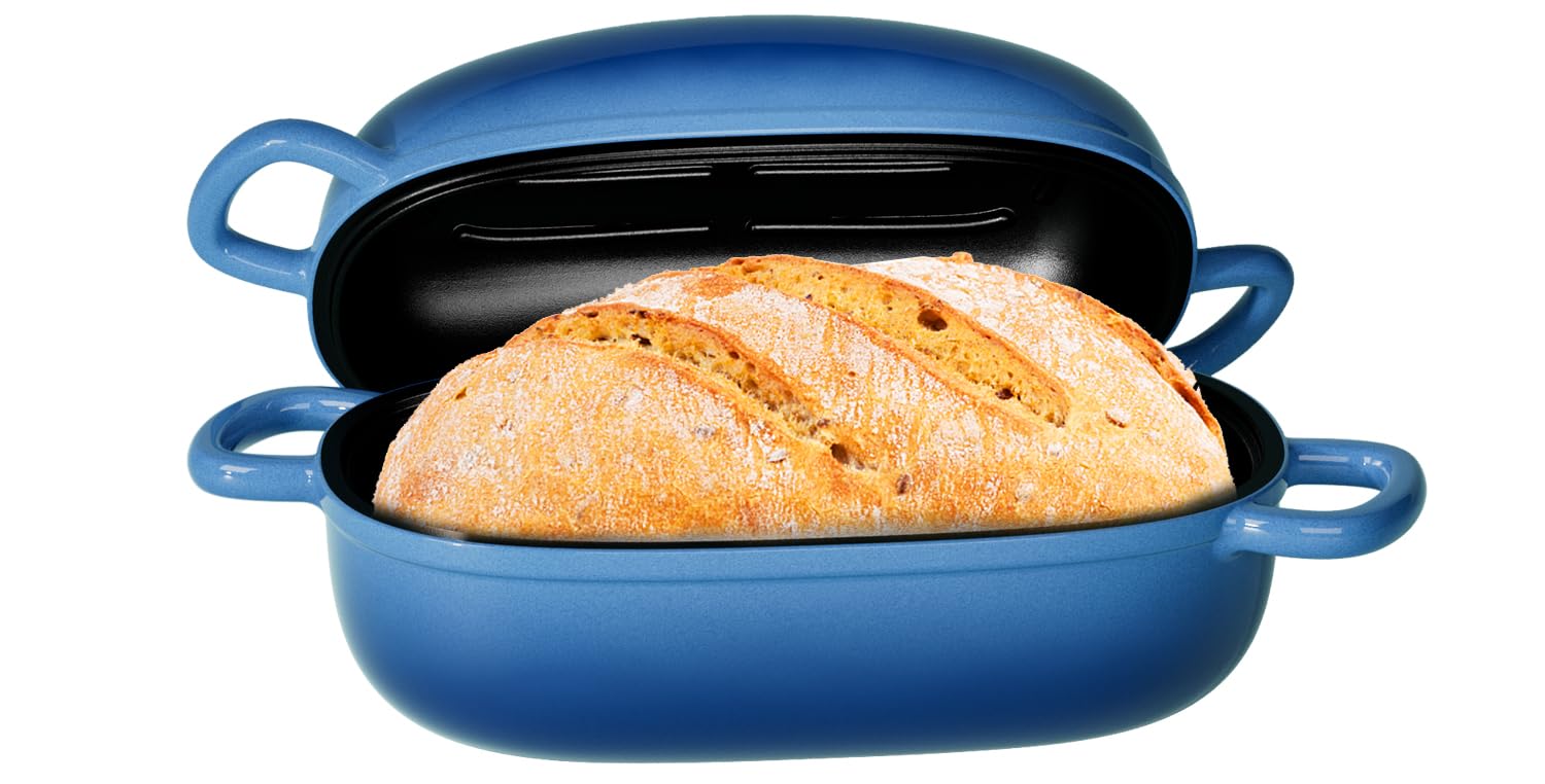 PROCHOP Dutch Oven for Bread Baking 9x6 Inch - 2.5QT Bread Pans for Homemade Bread Cast Iron Bread Pan Dutch Oven Loaf Pan with Lid and Loop Handles for Homemade Breadmaking