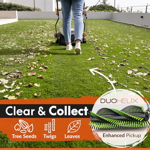 Electric Artificial Grass Sweeper, 15-Inch Turf Broom with 11-Gallon Bag