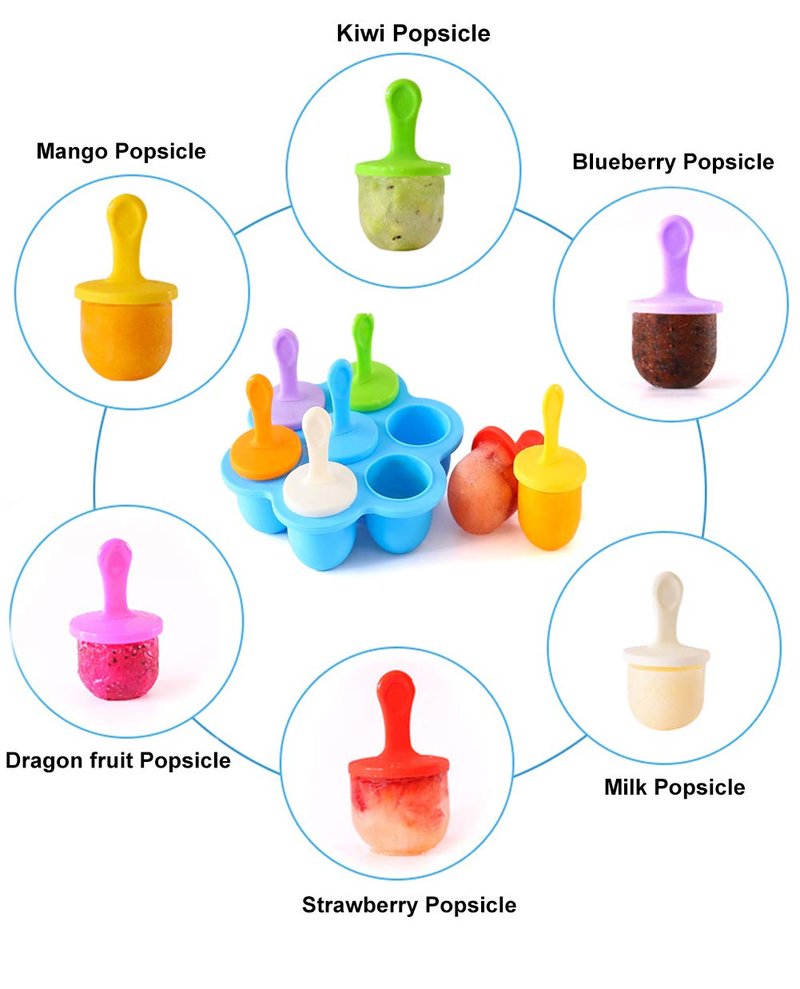 JBYAMUS Silicone Popsicle Molds, Ice Pop Molds, Storage Container for Homemade Food, Kids Ice Cream DIY Pop Molds - BPA Free (R-Green)