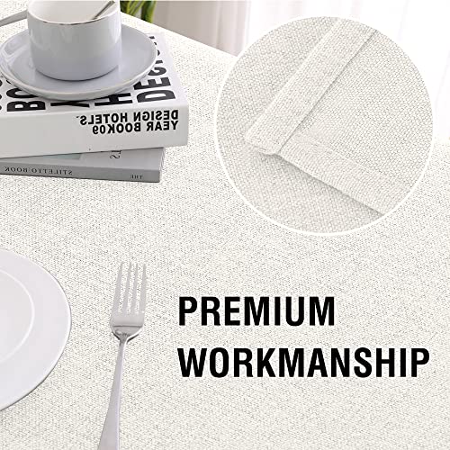H.VERSAILTEX Linen Textured Tablecloth 60 x 120 Waterproof Decorative Table Cloth Spill-Proof Linen Look Cover for Party Table Extra Soft and Thick Fabric Wrinkle Free, Heather Ivory