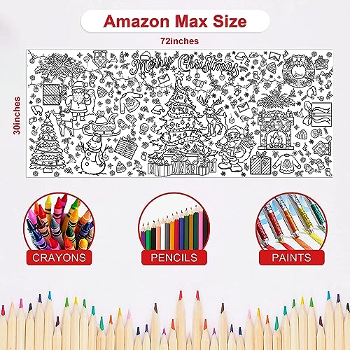 OHOME Christmas Giant Coloring Poster & Tablecloth - Kids Crafts & Activities 30x72 Inches