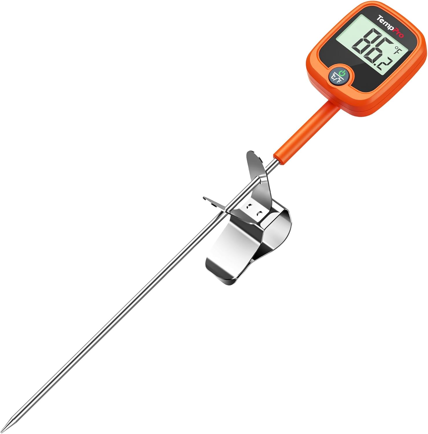 TempPro Candy Thermometer - Instant Read 10" Long Probe with Pot Clip & LCD Display for Cooking Oil & Sugar Brewing