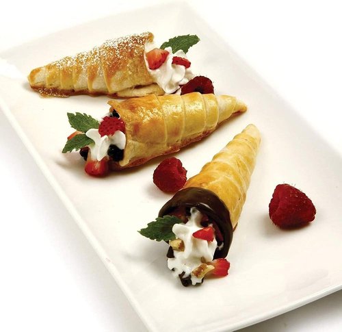 Joyeee Stainless Steel Pastry Cream Horn Molds - 10 Large 5-Inch Cannoli Tubes for Baking