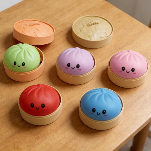 Dumpling Squishies - Giant Glitter Dumpling Box | Colorful Sensory Stress Relief Ball - Pink