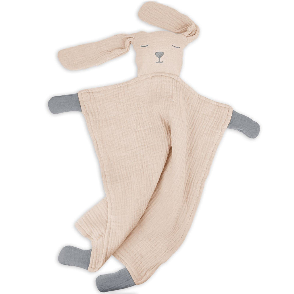 lulumoon Puppy Security Blanket: Skin-Friendly Muslin Lovey for Travel & Daycare - Snuggle Lovie for Self-Soothe
