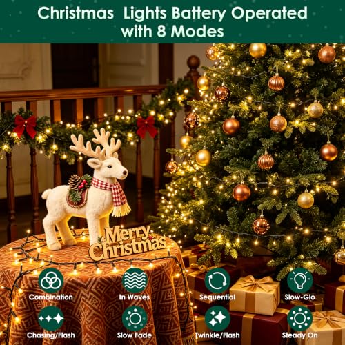 FairyGlim 2-Pack 20ft Battery Christmas String Lights 60 LEDs Warm White