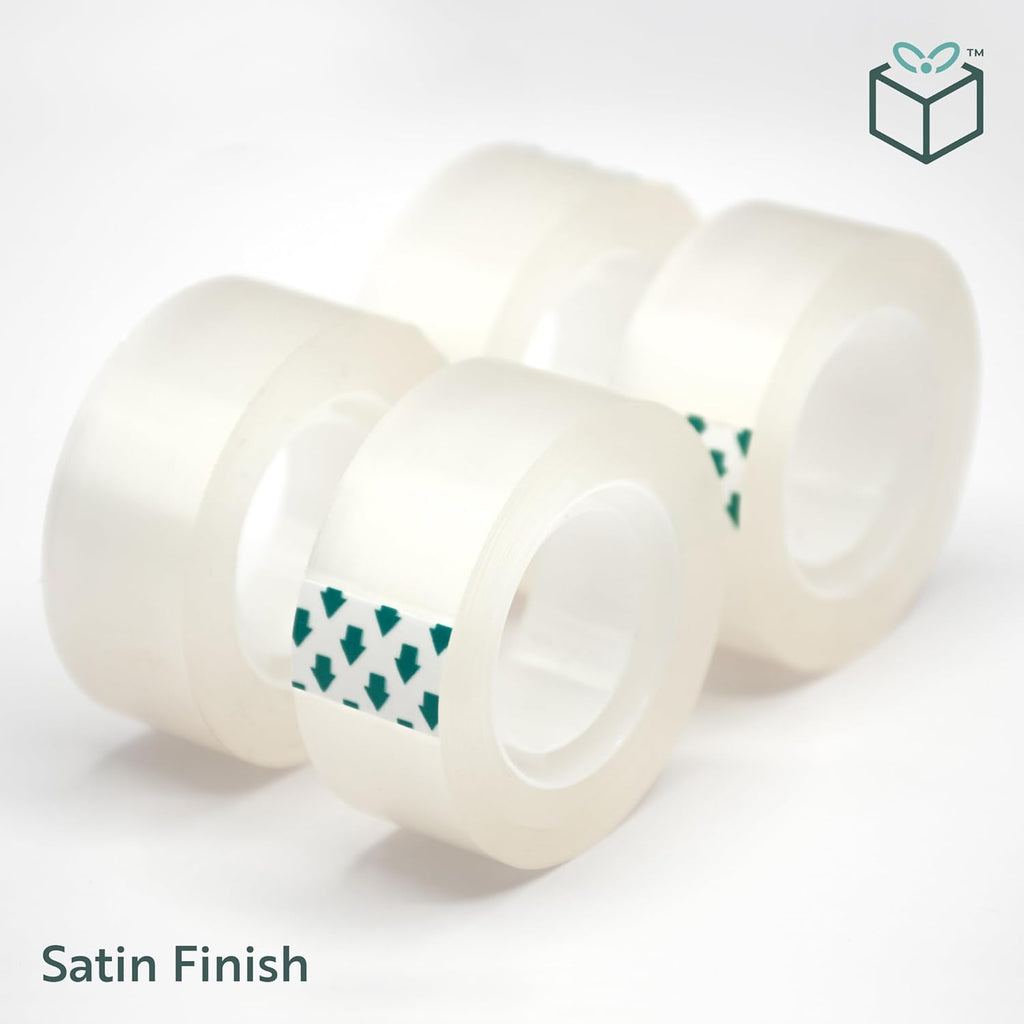 Wrap Buddies Clear Adhesive Tape Rolls - Satin Finish for Crafting & Gift Wrapping - 4 Pack