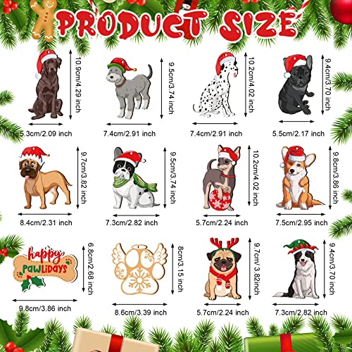 Christmas Wooden Dog Ornaments - 24 Pieces Hanging Tree Decorations - Variation of 24 / Dog