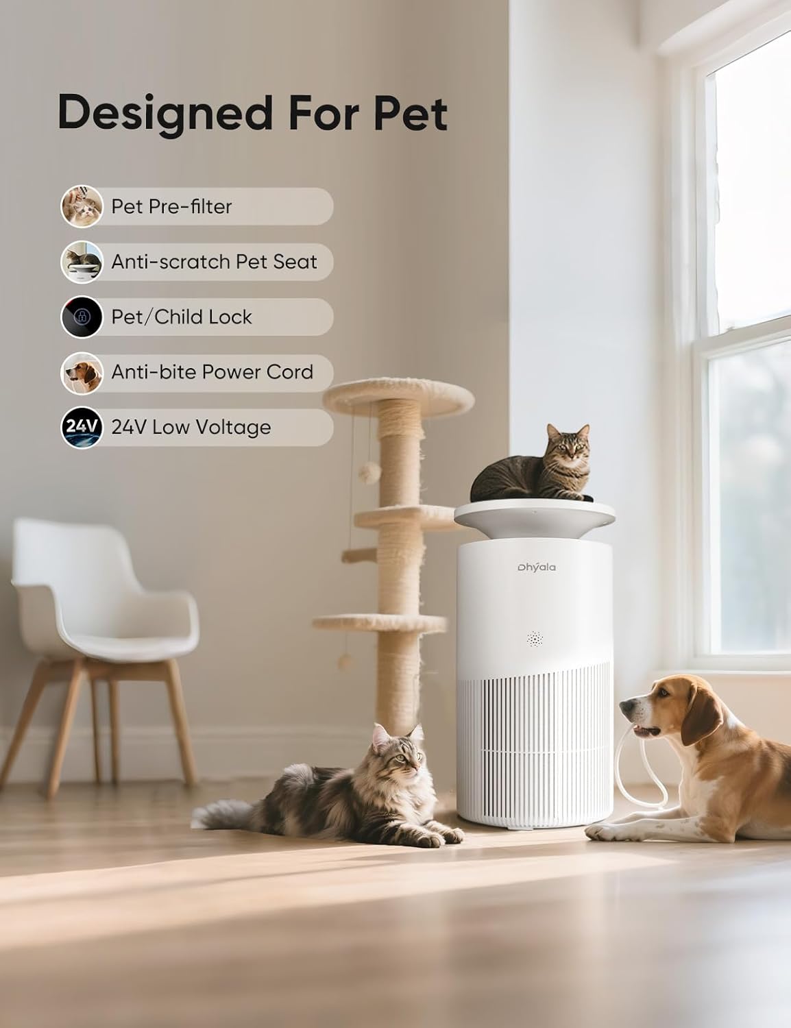 Skiennix Air Purifier - H13 True HEPA for Large Rooms up to 3620 Ft² | Smart WiFi, 360° Intake, Quiet 22dB