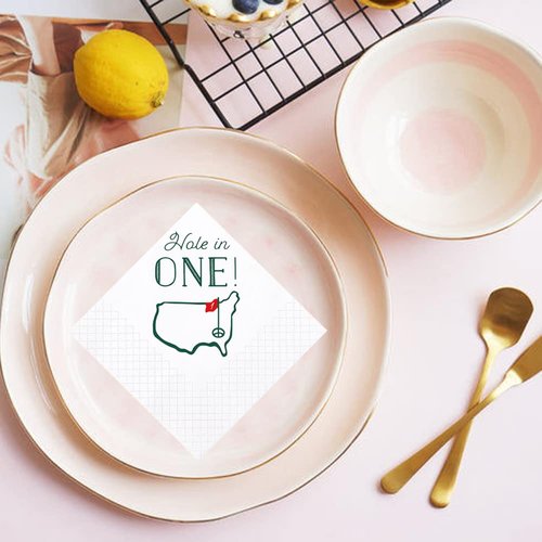Geloar Golf Cocktail Napkins, 100 Pack Hole in One First Birthday Golf Themed Paper Disposable Cocktail Beverage Napkins for Baby 1st Hole In One Birthday Decorations 2-Ply, 5x5 Inches (Hole in One)