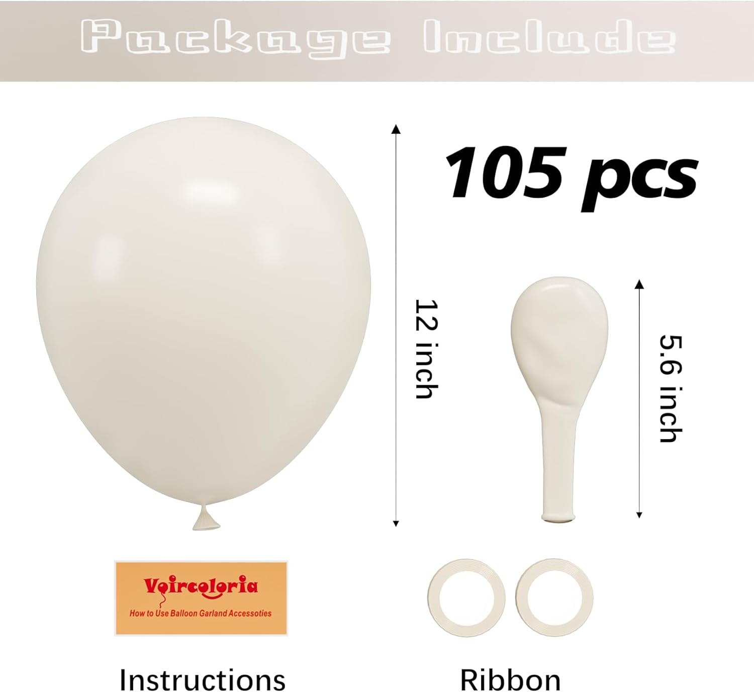 Voircoloria 12-Inch Sand Balloons - 105pcs Latex Party Balloons for Birthdays, Baby Showers & Weddings