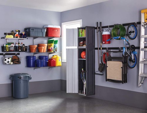 Rubbermaid Fasttrack Garage Storage Wire Mesh Basket, Garage Organization System, Easy Wall Mount for Gardening Tools, Kid's Toys, Dog Toy's Storage (Pack of 2)