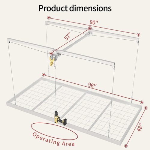 Garage Ceiling Storage Racks - Heavy-Duty 4x8 FT Overhead Rack with Safety Lock | Maximize Space, 325 lbs Capacity