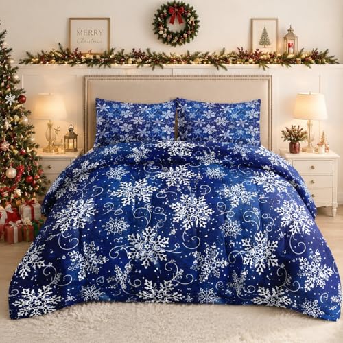 WeCozy King Christmas Comforter Set with Sheets – 3 Pieces, 104x90 Comforter
